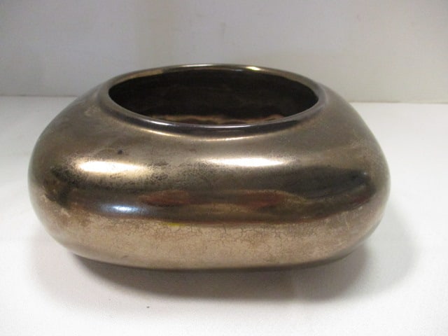 Mid-Century Modern Haeger Floral Iridescent Glass Planter Vase: 7 1/2" x 3 3/4"