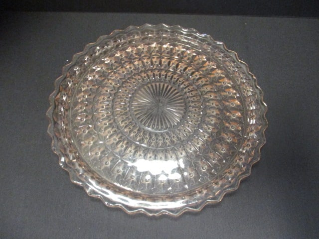 Vintage Jeannette Windsor Diamond Pink Depression Glass Bowl and Round Platter - 3