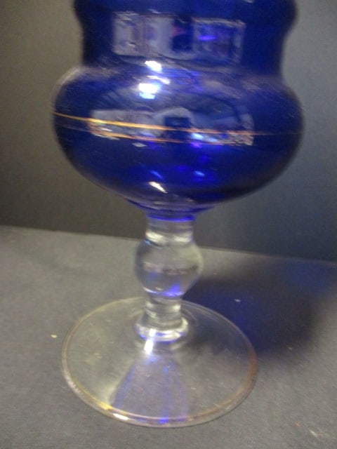 Vintage Italian Empoli Cobalt Blue Glass Apothecary Jar - 2