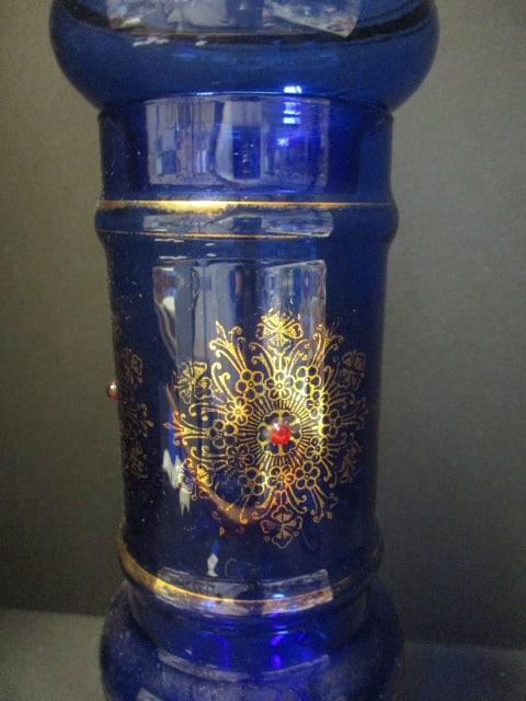 Vintage Italian Empoli Cobalt Blue Glass Apothecary Jar - 3