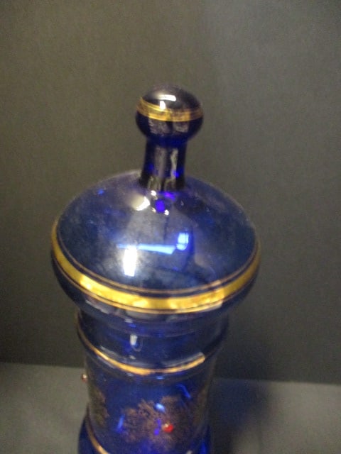 Vintage Italian Empoli Cobalt Blue Glass Apothecary Jar - 4