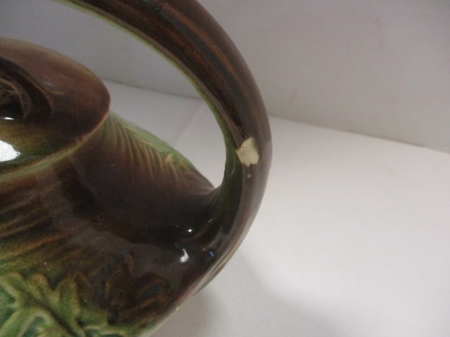 Vintage McCoy Brown and Green "Daisy" Teapot - 2