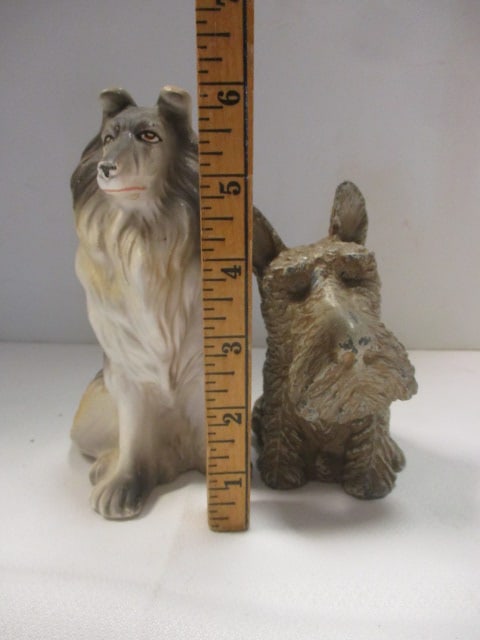 Vintage Painted Metal "Scottie Dog" Bank and Painted Ceramic "Collie" Figurine - 8