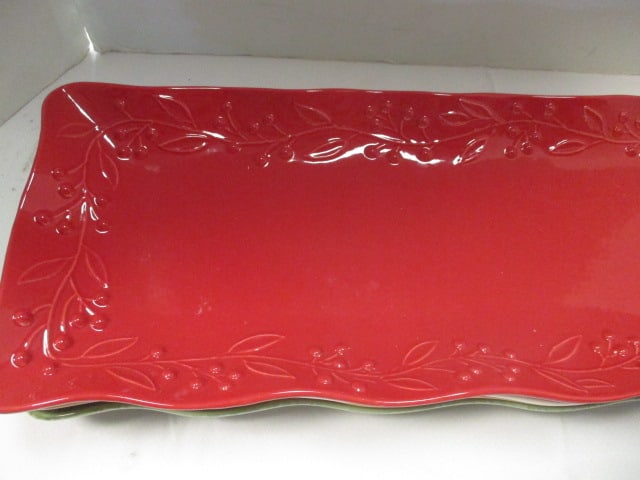 4 Real Home "Let Us Entertain You" Stoneware Platters - 2