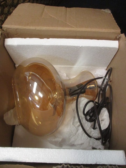 Retro Amber Glass Hanging Light: 13"