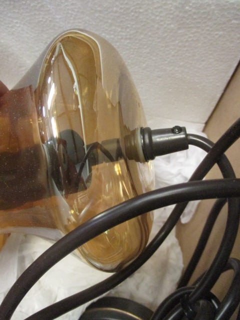 Retro Amber Glass Hanging Light - 3