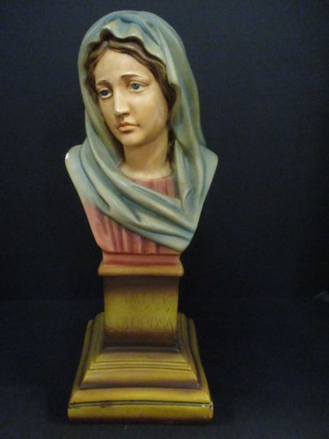 Roman "Mater Dolorosa" Madonna Handpainted Bust: 16 1/4"h, made in Italy, few chips