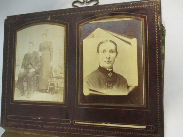 Antique Photo Album with Antique Portraits-Some Tin Type - 5