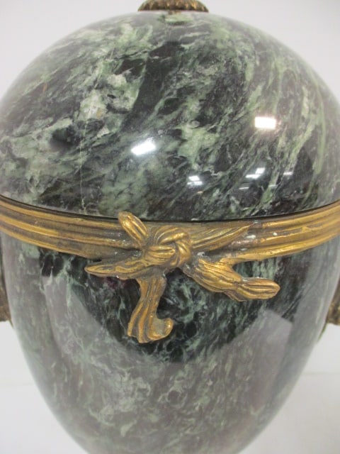 Heavy Green Marble and Brass Urn - 3