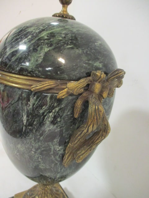 Heavy Green Marble and Brass Urn - 5