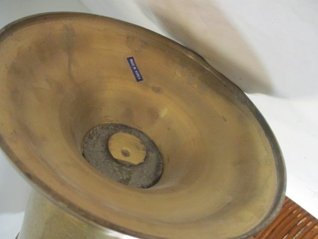 Tall Brass Urn Vase with Chinese Peacock and Flower in Relief Band Accent - 6