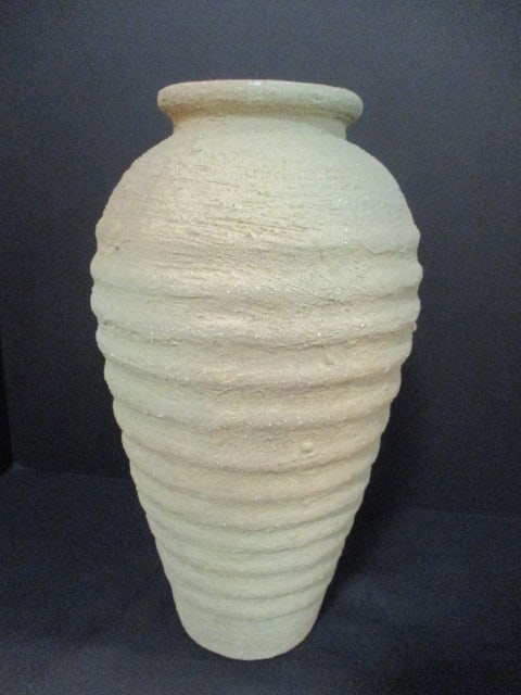 Signed Studio Pottery Ribbed Design Thrown Vase (1 of 4)