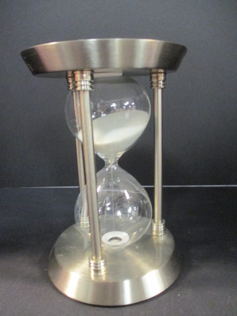 Brushed Nickel Hour Glass: 8 1/2"h