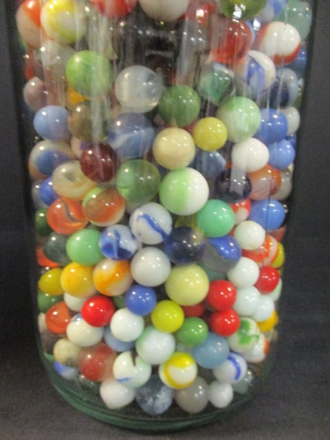 Glass Apothecary Jar Filled with Marbles - 2