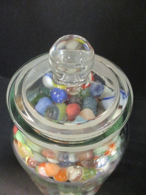 Glass Apothecary Jar Filled with Marbles - 3