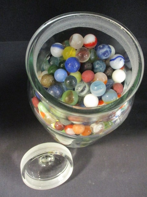 Glass Apothecary Jar Filled with Marbles - 4