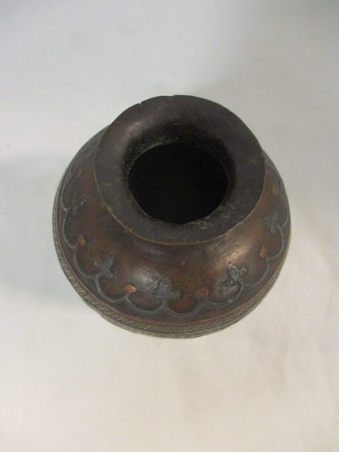 Egyptian Scene in Relief Copper/Bronze/Brass Vase - 4