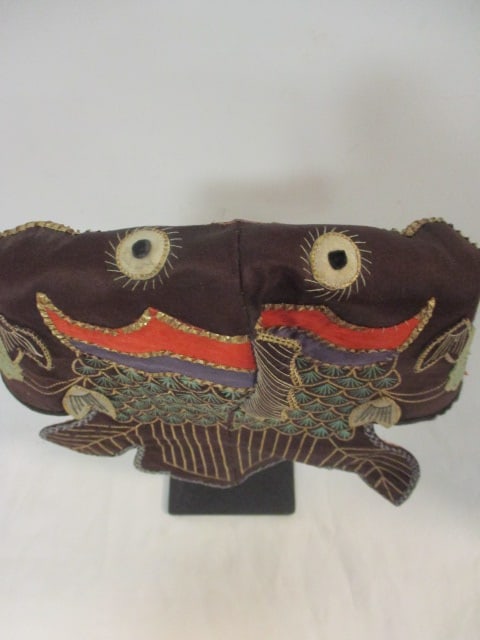 Vintage Asian Hand Sewn Embroidered and Embellished Textile Headdress on Display Stand - 6