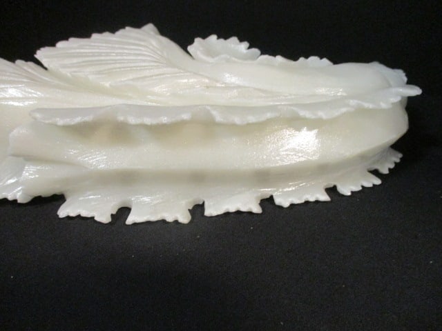 Intricately Carved White Onyx/Jade Ornamental Sculpture with Fabric Covered Box - 7