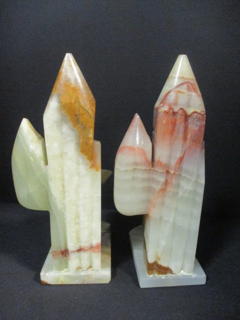 Pair of Carved Alabaster "Sleeping Pepe" Bookends - 2