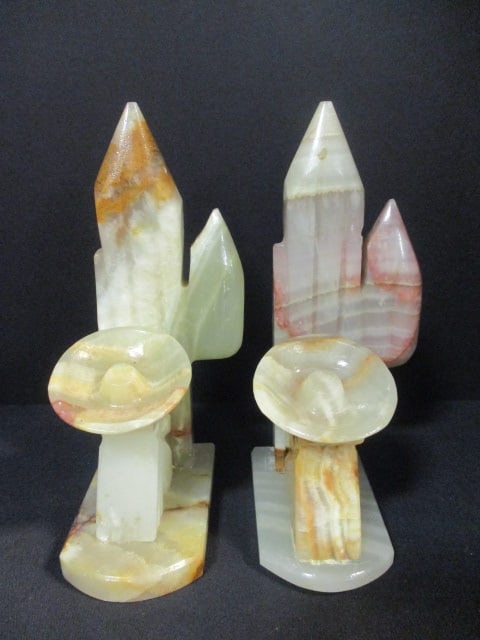 Pair of Carved Alabaster "Sleeping Pepe" Bookends - 5
