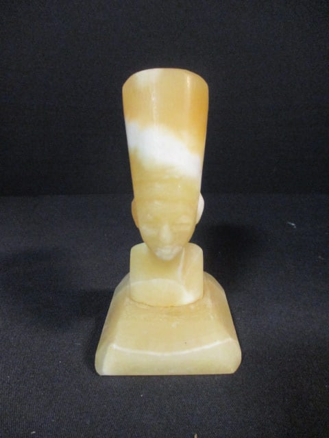 Carved Alabaster Nefertiti Paperweight: 4 1/2"h