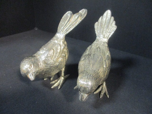 Two Silverplated Bird Figures: approx. 5" long