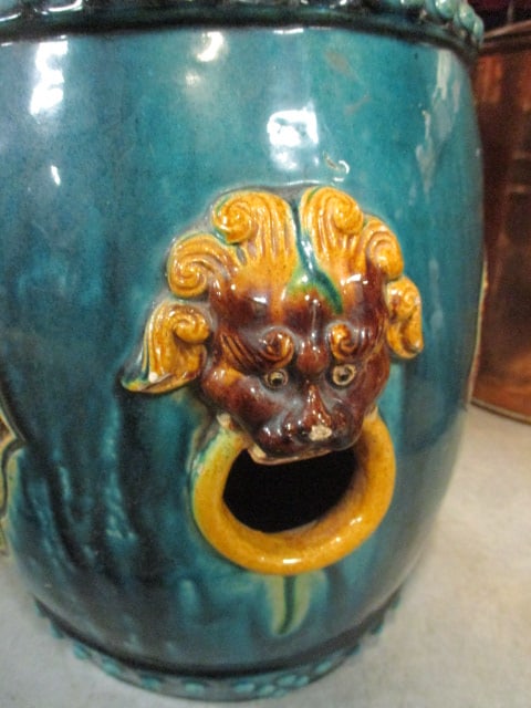 Pair of Handpainted Pottery Garden Stools - 3