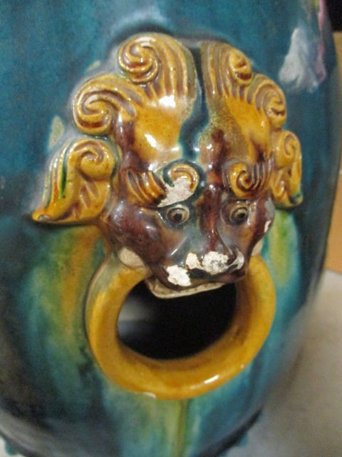 Pair of Handpainted Pottery Garden Stools - 4