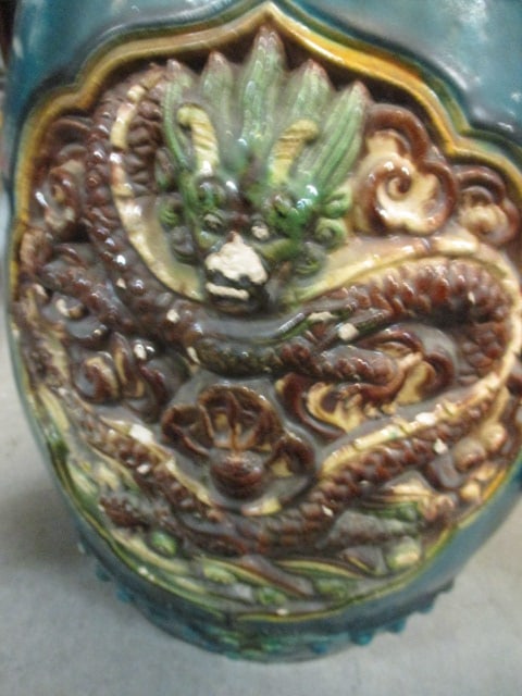 Pair of Handpainted Pottery Garden Stools - 5