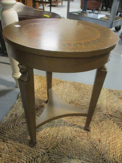 Neoclassical Design Tiered Accent Table with Figure Head Accents (1 of 5)