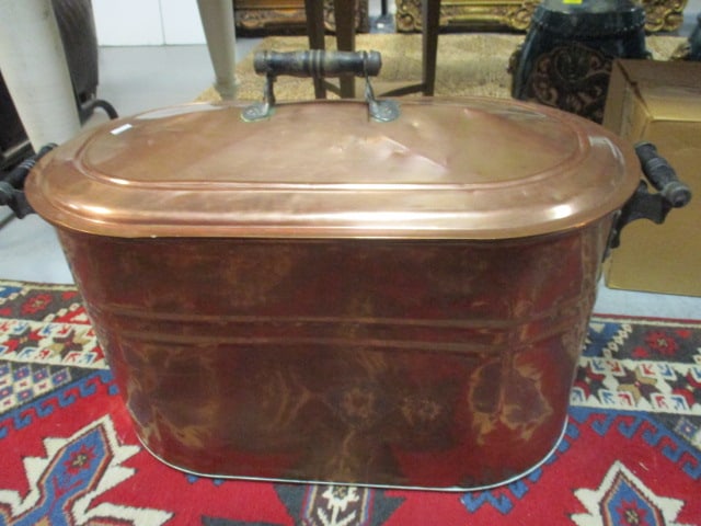 Lidded Copper Boiler: 26" x 13 1/2" x 18", some dings, Local Pickup Only