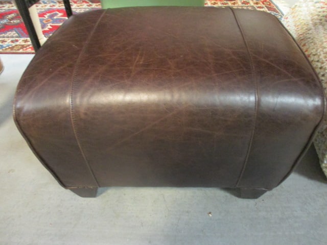 Pottery Barn by Michell Gold & Bob Williams Faux Leather Ottoman: 24" x 20" x 15", Local Pickup Only