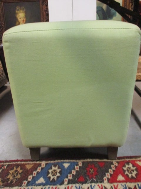 Spring Time Green Upholstered Foot Stool: 14" x 14" x 18", few spots, Local Pickup Only