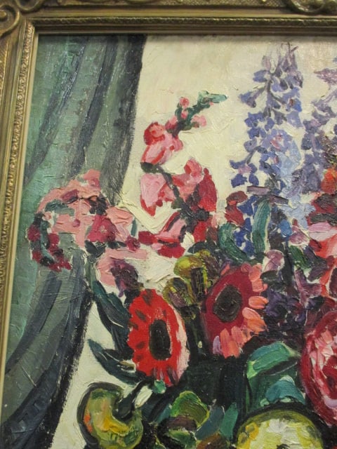 Expressionist Style Floral Still Life Painting on Board - 2