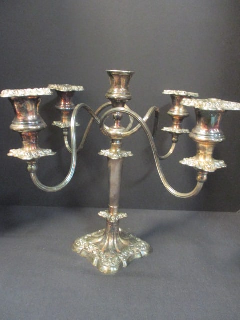 Superior Silver Co. Silverplate 5 Lite Candelabra: 12 1/4"h