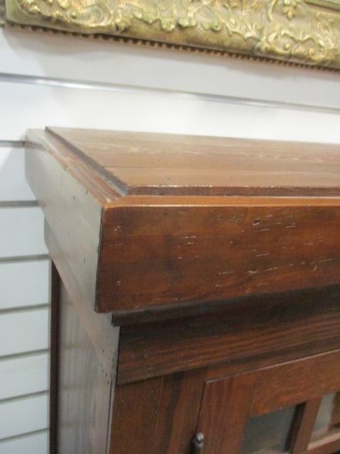 Solid Wood Arts & Craft Style Glass Door Cabinet - 4
