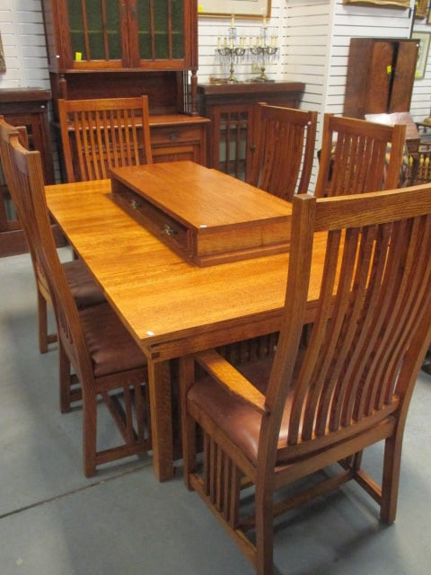 CS Creations Oak Arts & Craft Mission Style Dining Set (1 of 11)