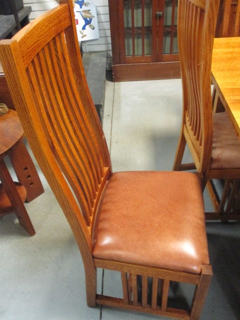 CS Creations Oak Arts & Craft Mission Style Dining Set - 8