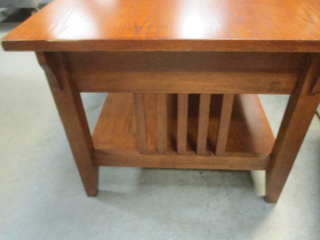 Oak Arts & Craft Mission Style Coffee Table with Drawer - 4