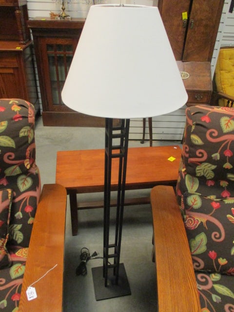 Black Metal Arts & Craft Style Floor Lamp: 56"h, Local Pickup Only