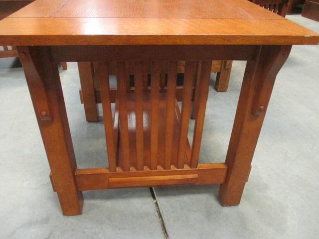 Oak Arts & Craft Mission Style Tiered End Table - 3