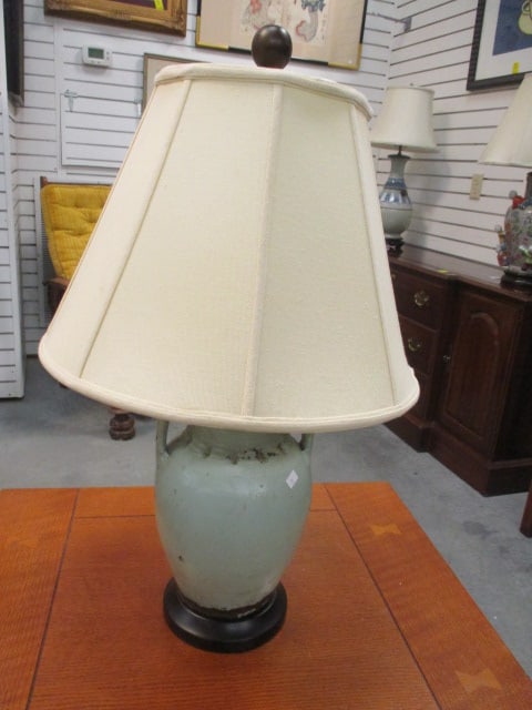 Glazed Pottery Handled Urn Table Lamp (1 of 6)