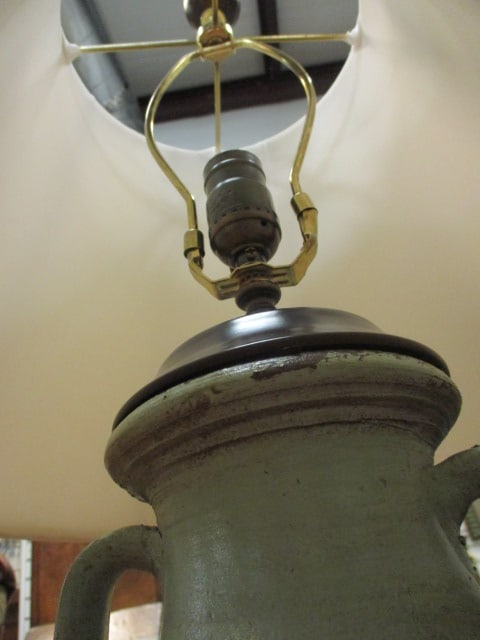 Glazed Pottery Handled Urn Table Lamp - 4