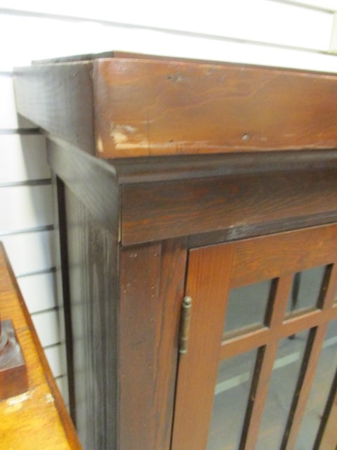 Solid Wood Arts & Craft Style Glass Door Cabinet - 5