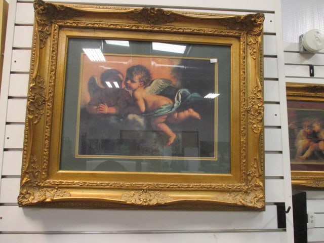 Framed and Matted Romantic Style Cherub Print (1 of 4)