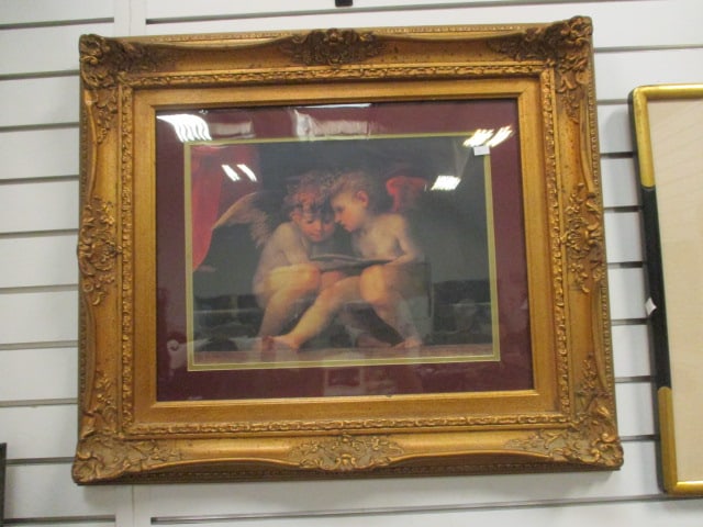Framed and Matted Romantic Style Cherub Print (1 of 3)