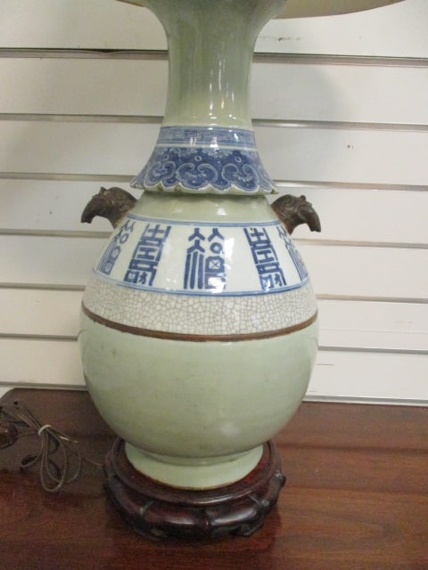 Asian Inspired Porcelain Urn Table Lamp - 2