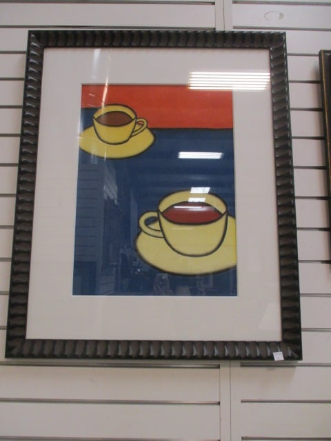 Modern Stylized Still Life Art Work: Framed and matted 25" x 30 1/2"