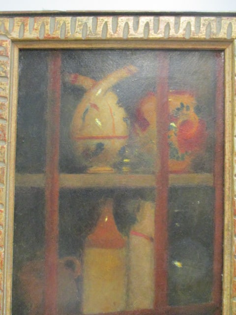Vintage Framed Stoneware Jugs in Cupboard Still Life - 2